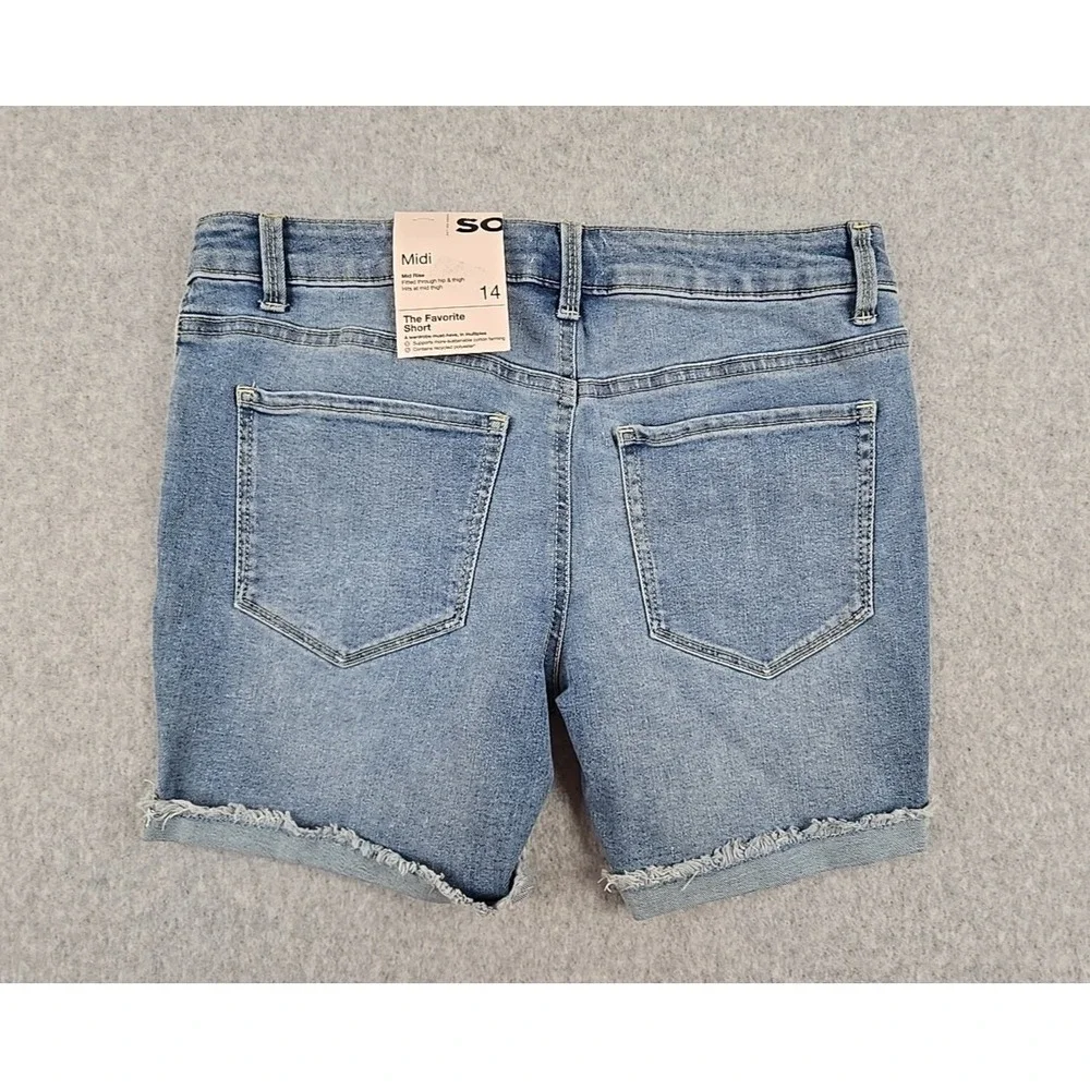 SO Jean Shorts Girls Size 14 Cut Off Mid Rise Denim Flower Midi Jeans NWT